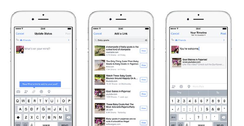 Facebook mejora su sistema de compartir enlaces para iOS