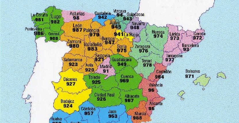 Listado completo de los prefijos telefónicos de España