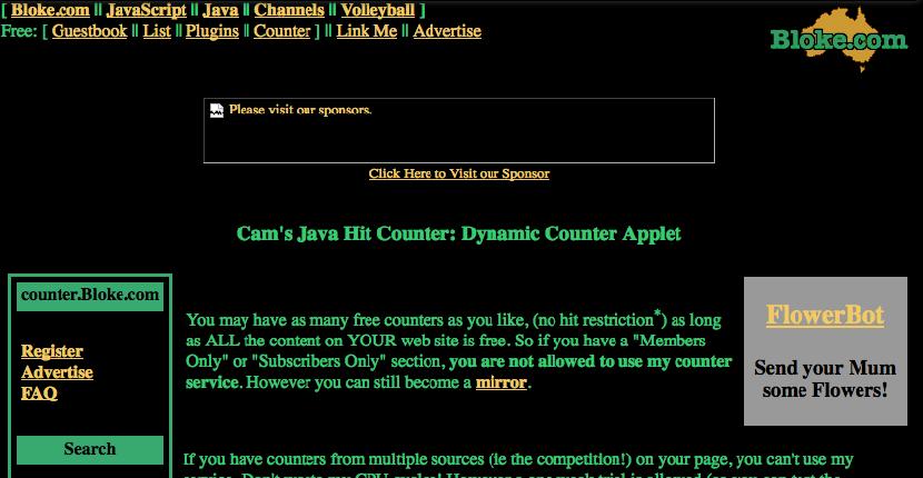 Counterbot registraba las visitas con un Applet de JAVA